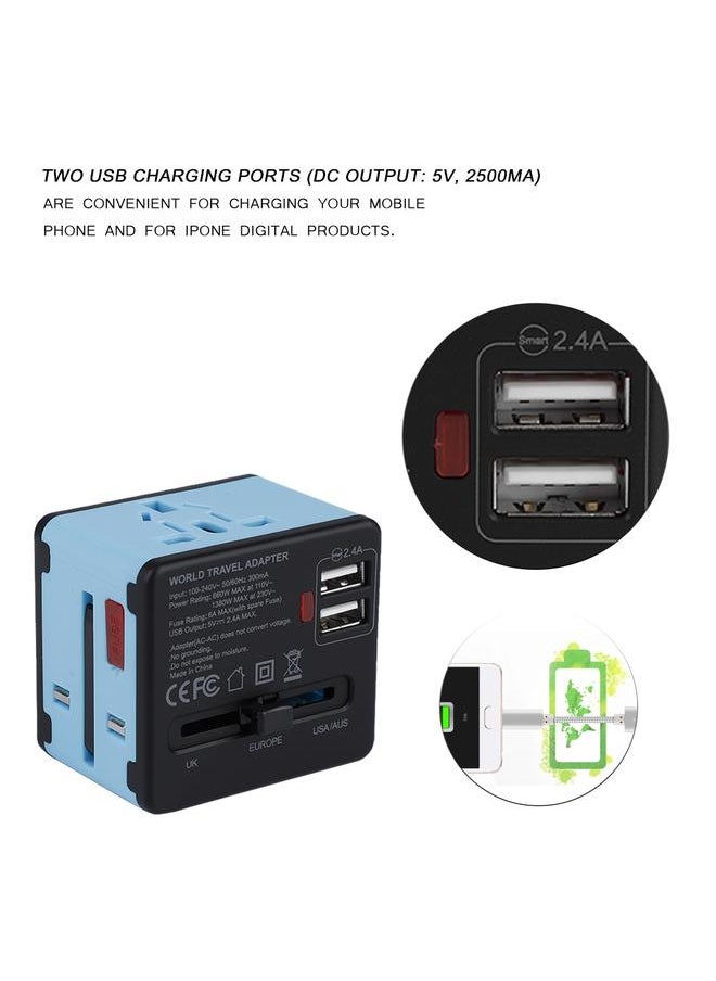Thoraya Universal Changeover Conversion Plug Multifunction Travel Adapter 100V-240V (Black   Blue)  - Image 2