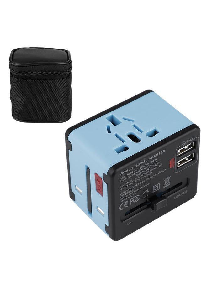 Thoraya Universal Changeover Conversion Plug Multifunction Travel Adapter 100V-240V (Black   Blue)  - Image 1
