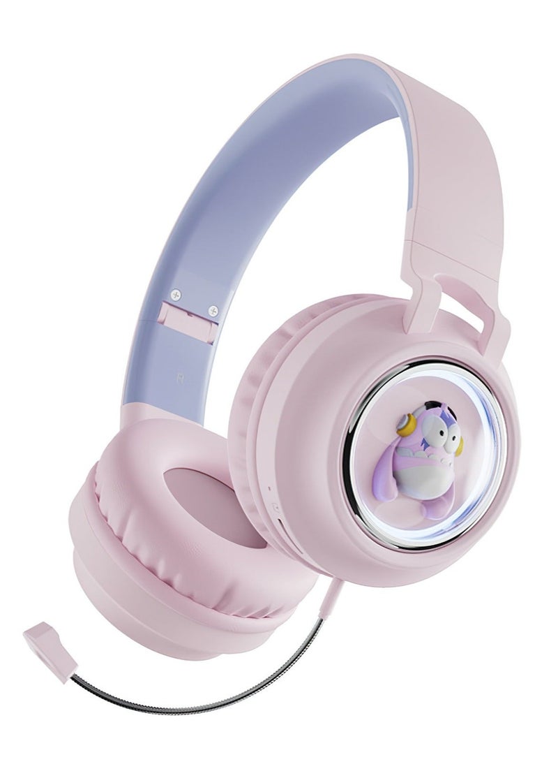 Bluetooth Headphones for Girls/Boys, HiFi Stereo Wireless Headphones with Built-in HD Microphone (Pink) - Image 1