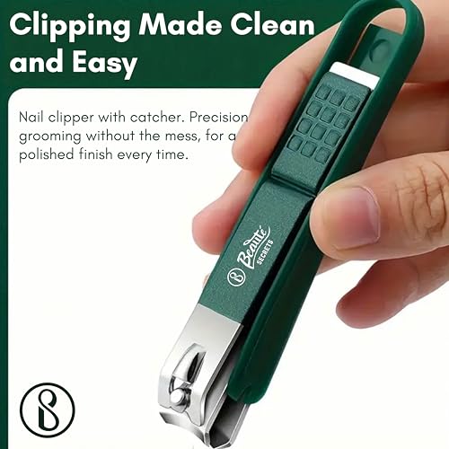 Beauté Secrets - Nail Cutter Set, Ultra Sharp Sturdy Fingernail Toenail Clipper Nail Clipper with Glass file 4 Pcs set for men women adult nail cutter set for Thick Toenails & Nails (GREEN Set of 4 with Box) - Image 4