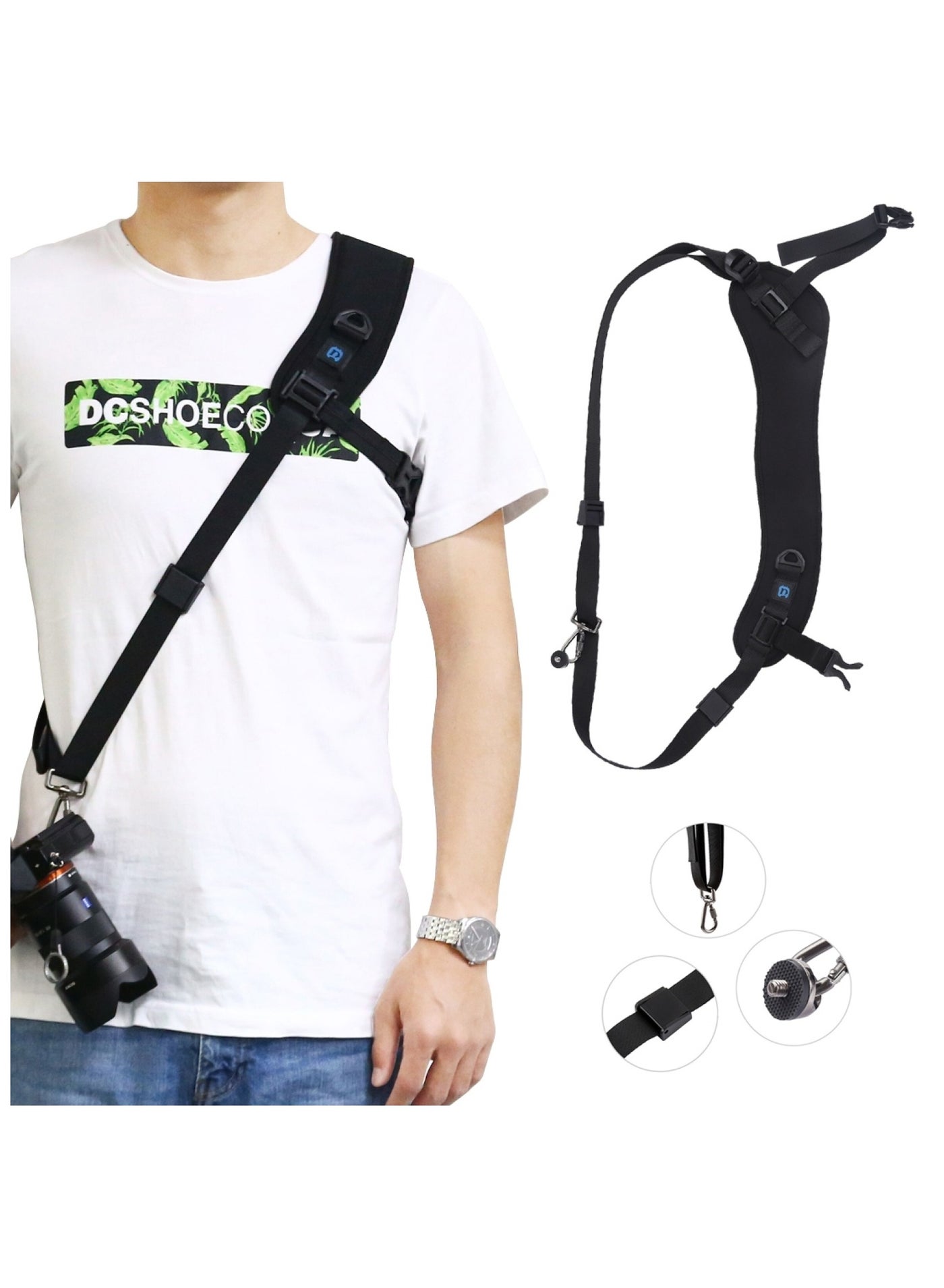 بولوز PULUZ Quick Release anti-slip Soft Pad Nylon Breathable Curved Camera Strap