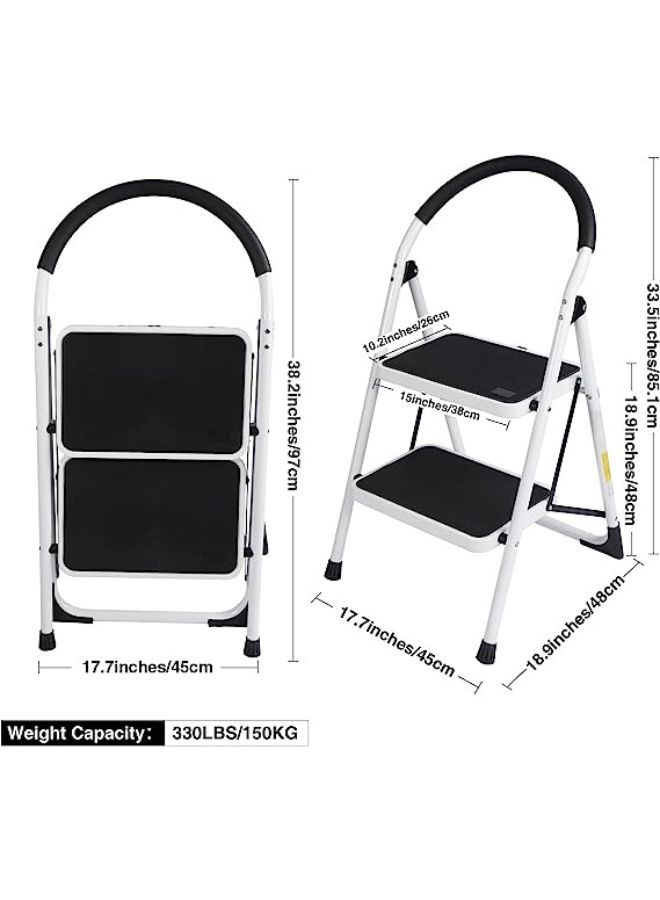 2-Steps Foldable Ladder White/Black - Image 4
