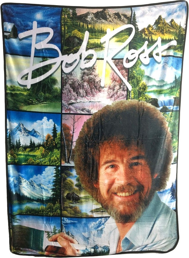 Bob Ross Painting 45" x 60" Fleece Throw Blanket - Image 1