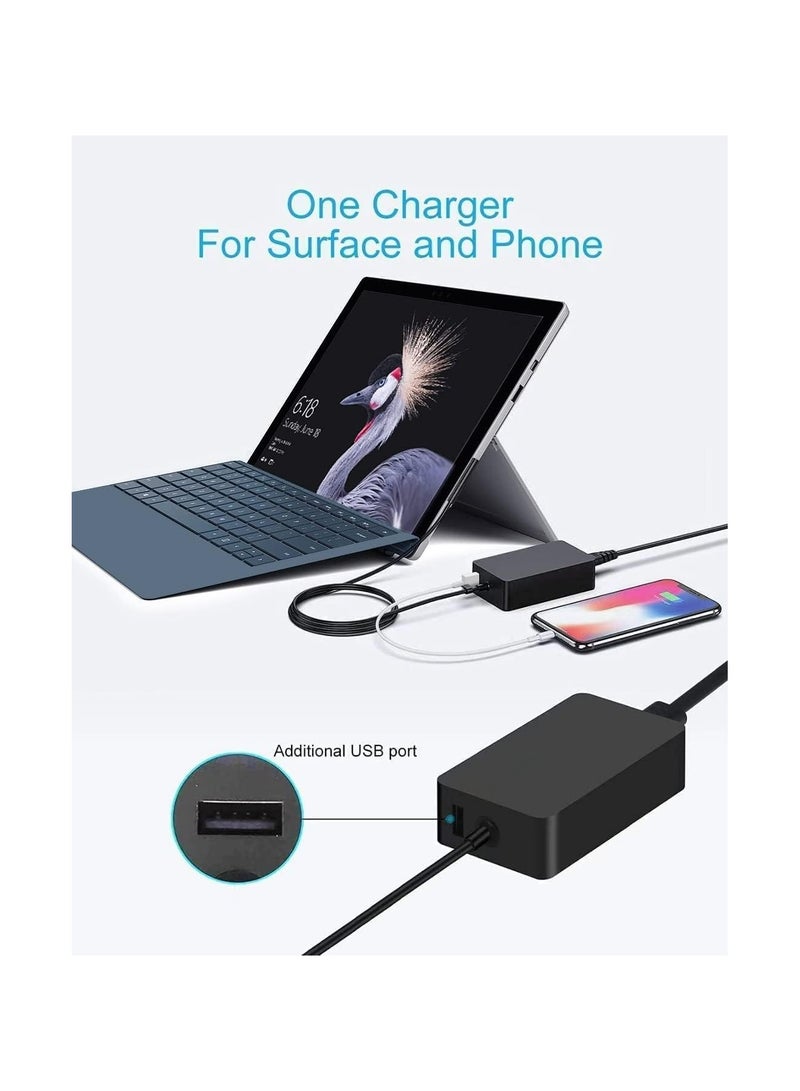 Terabyte Surface Pro Charger, 15V 4A 65W Laptop Power Adapter for Microsoft Surface Pro 3/4/5/6/7/8/X Surface Book 1 2 3 Surface Go 1 2 Surface Tablet with USB Charging Port - Image 5