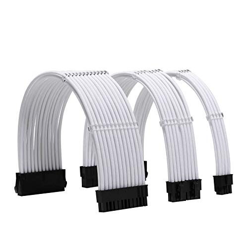 Formulamod Sleeve Extension Power Supply Cable Kit 18AWG ATX 24P+ EPS 8-P+PCI-E8-P with Combs for PSU to Motherboard/GPU (White) - Image 1