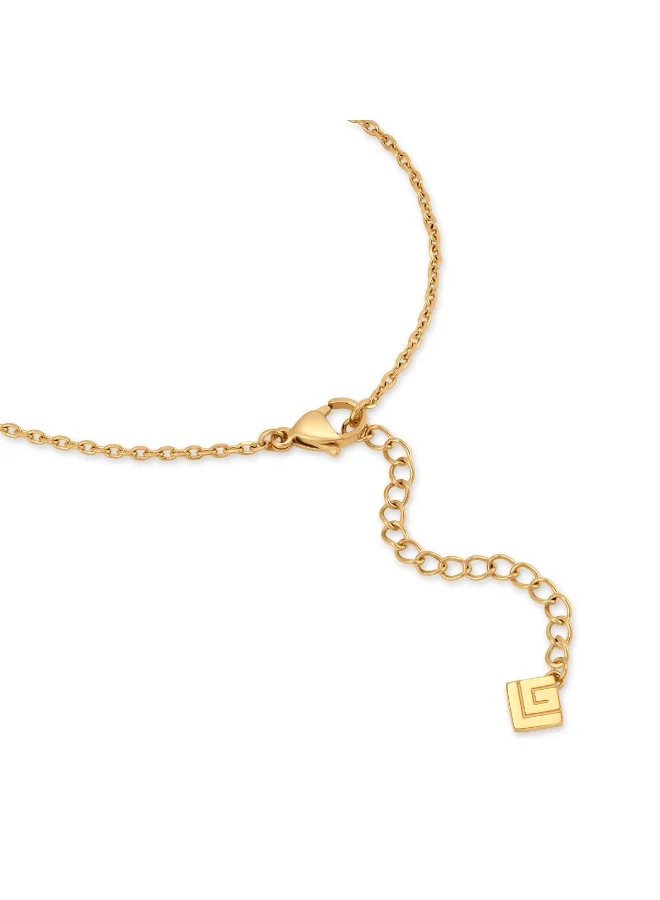 Guy Laroche Lea Small Gold-Plated Necklace with Logo Motifs & Mother of Pearl