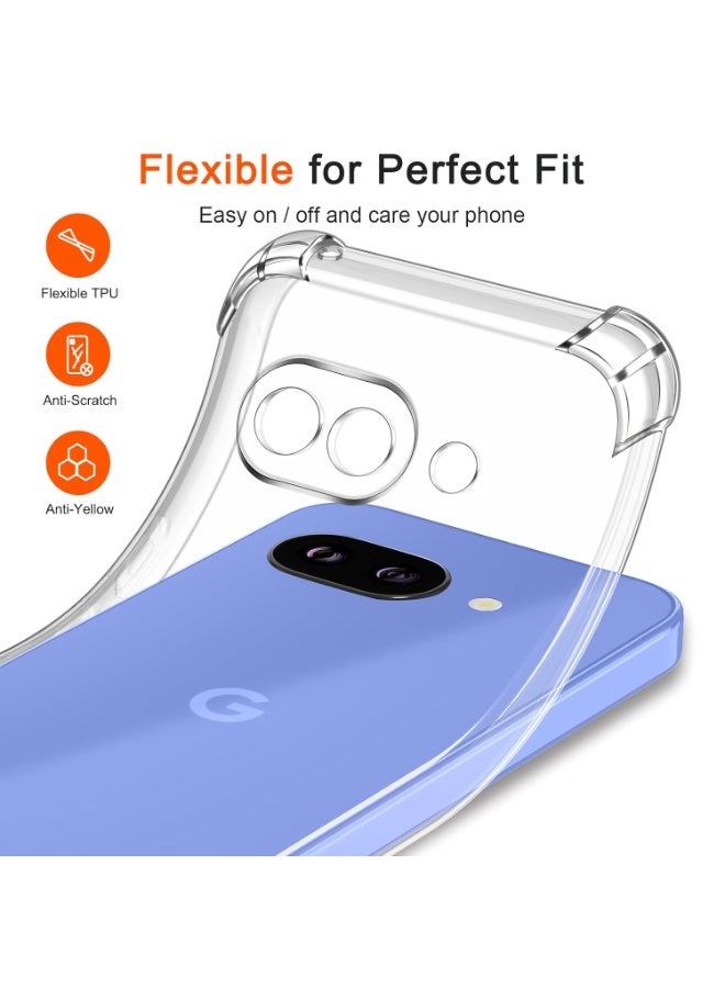 غطاء حماية شفاف ومرن من السيليكون TPU الناعم لهاتف Google Pixel 10A، مزود بحماية معززة للزوايا، مصمم خصيصًا لهاتف Google Pixel 10A. - Image 2