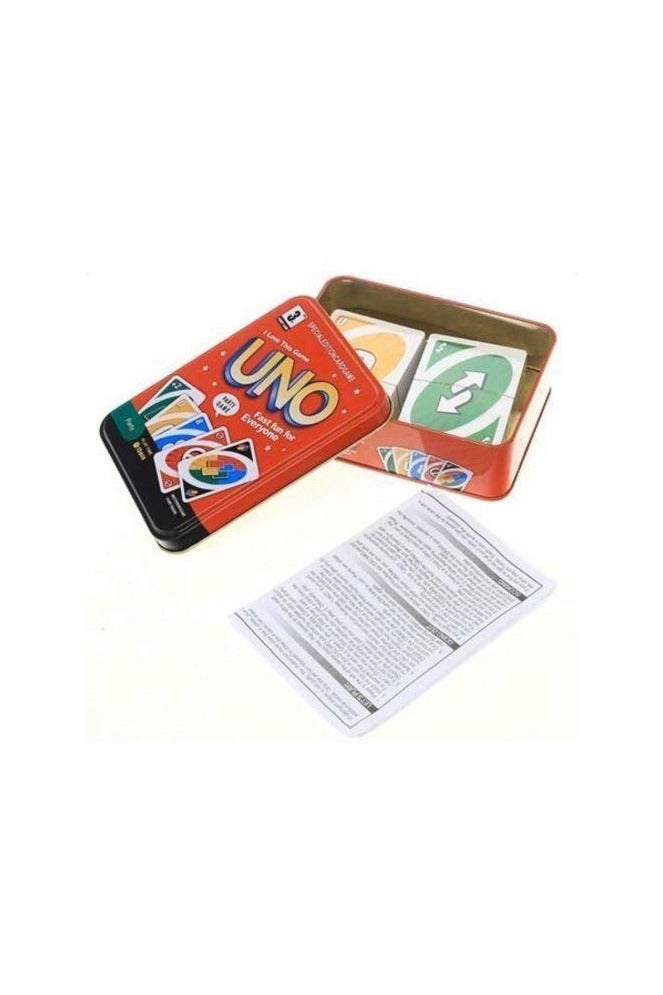 ماتيل جيمز لعبة أونو إصدار أحمر – 108 بطاقة متعددة الألوان داخل علبة معدنية قوية، مناسبة من 2 إلى 10 لاعبين، لعبة ورق جماعية ممتعة وسريعة، مثالية للسفر والسهرات العائلية - Image 3