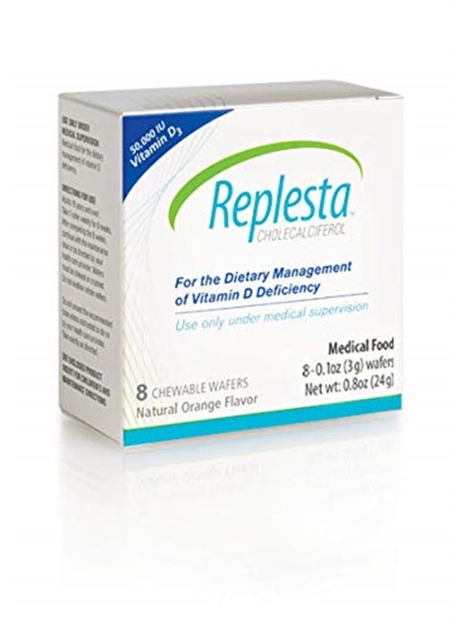 Replesta 50,000 IU Vitamin D3 Cholecalciferol, for Vitamin D Deficiency, Once-Weekly Chewable Wafer, Non-GMO, Natural Orange Flavor, 8 Count (Pack of 1) - Image 1
