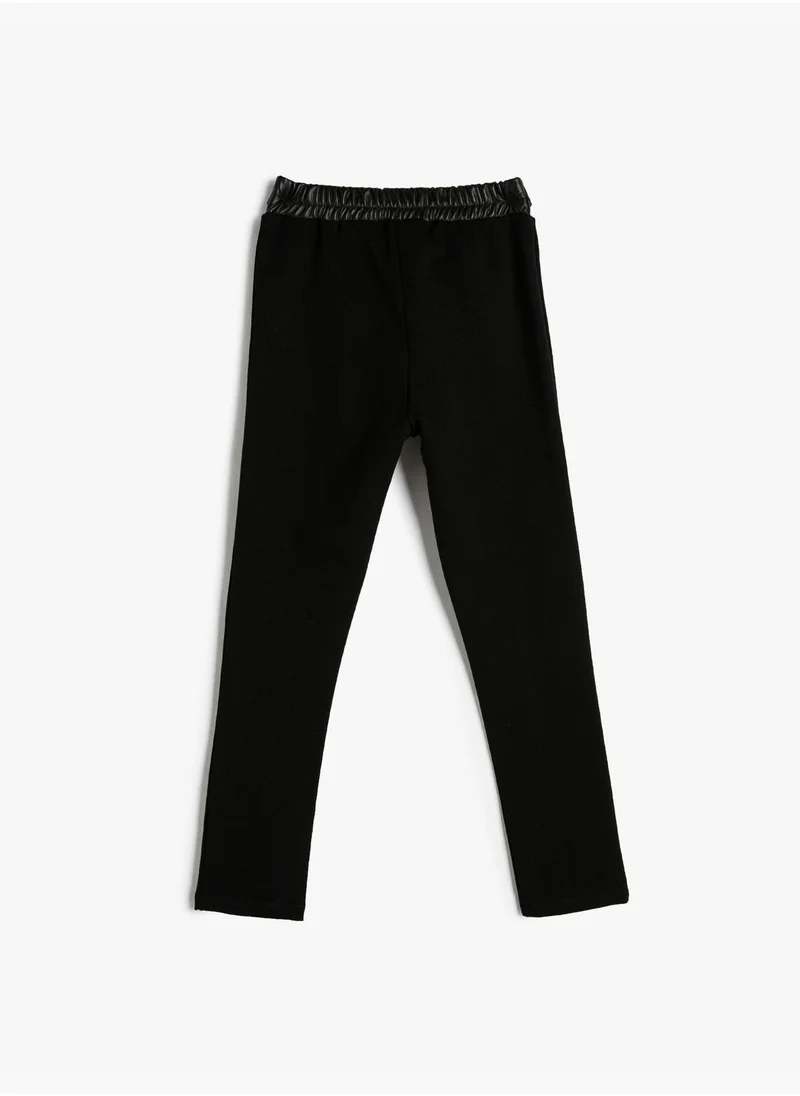 كوتون Leggings Belt Detail Elastic Waist