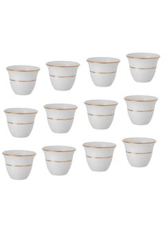 Elegant A set of Saudi coffee cups, white and golden porcelain, 12 pieces  - Image 2