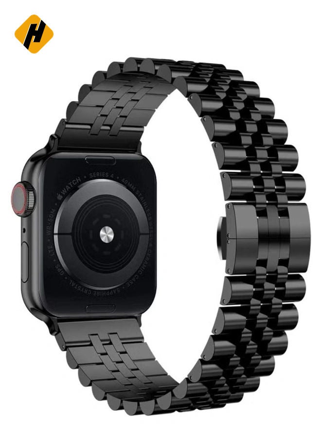 HuHa Replacement Band Compatible with Apple Watch Ultra 49mm 45mm / 44mm / 42mm, Stainless Steel Solid Strap Metal Bracelet for Apple Watch Series 8 7 6 5 4 3 2 SE (Black)  - Image 3