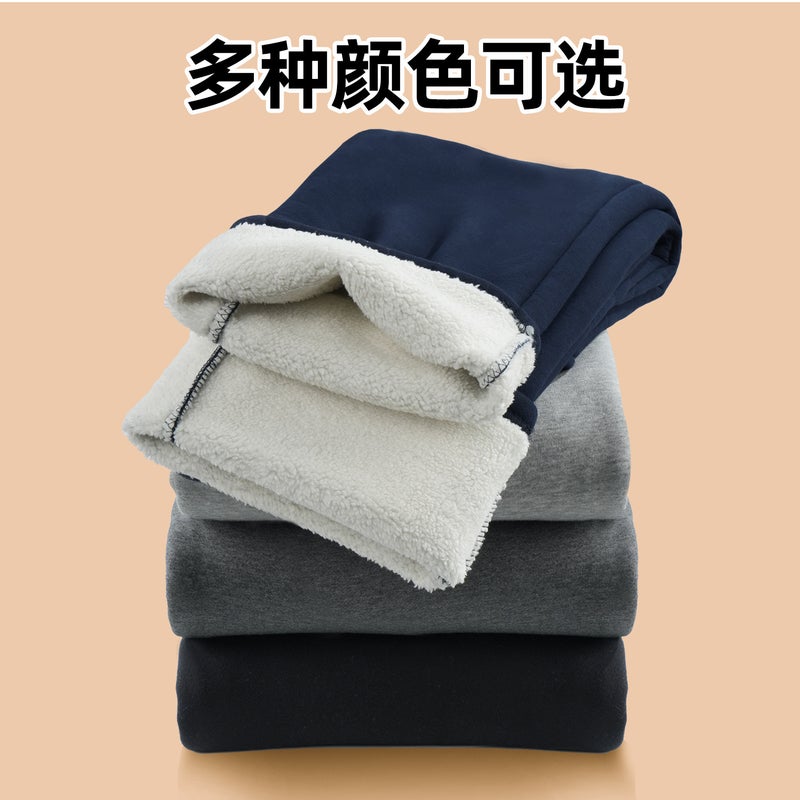 Children'S Navy Blue Thick Velvet Sports Pants Primary School Uniform Pants Dark Blue Lamb Velvet Grey Pants - Image 3
