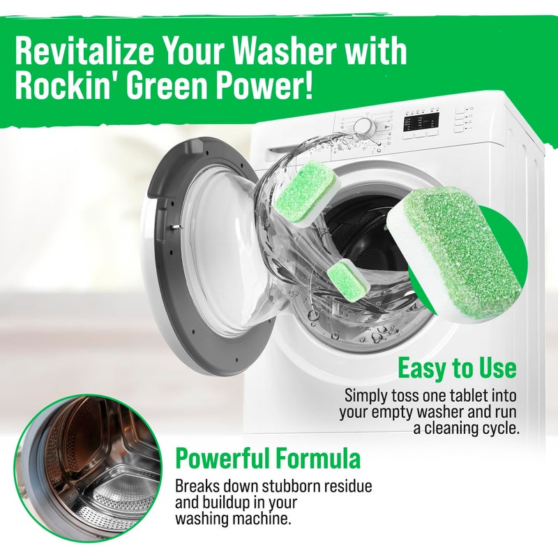 Rockin' Green Deep Cleaning and Deodorizing Tablets for Dishwashers, Washing Machines, and Garbage Disposals, Removes Odor and Residue (Washing Machine Cleaning Tablets, 8 Pack) - Image 2