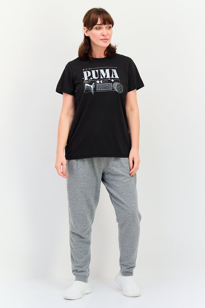 PUMA تي شيرت رياضي نسائي بأكمام قصيرة مناسب في الهواء الطلق، أسود - Image 4