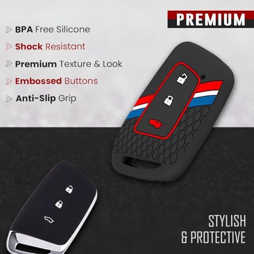 Keyzone® Striped Silicone Key Cover Compatible for MG Hector, Windsor EV 3 Button Smart Key. (Black) - Image 5