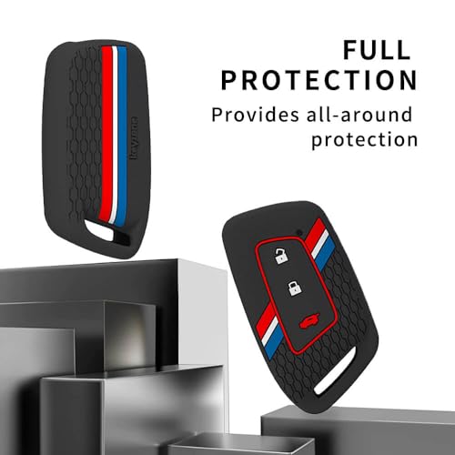Keyzone® Striped Silicone Key Cover Compatible for MG Hector, Windsor EV 3 Button Smart Key. (Black) - Image 4