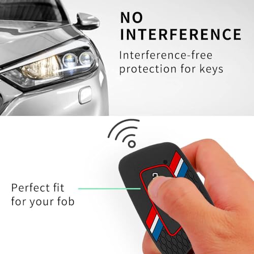 Keyzone® Striped Silicone Key Cover Compatible for MG Hector, Windsor EV 3 Button Smart Key. (Black) - Image 3