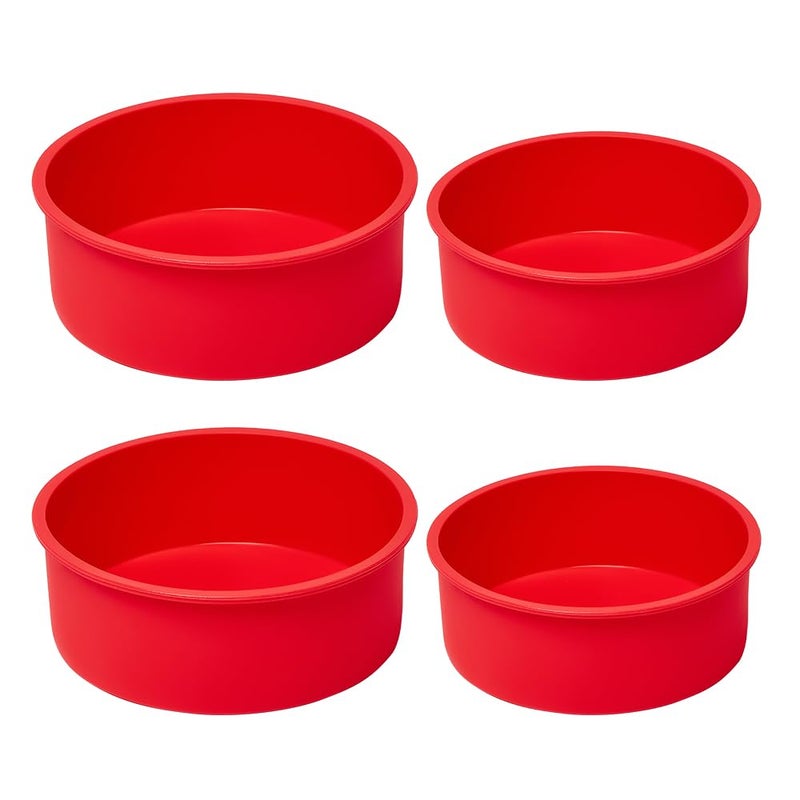saphe 4 packs Silicone Cake Pans for Baking,Round Cake Molds for Cupcake,Cheese Cakes and Chocolate Cakes, Non-stick silicone bakeware sets BPA free(2 pcs 6 inch + 2 pcs 8 inch) - Image 1
