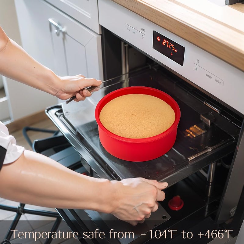 saphe 4 packs Silicone Cake Pans for Baking,Round Cake Molds for Cupcake,Cheese Cakes and Chocolate Cakes, Non-stick silicone bakeware sets BPA free(2 pcs 6 inch + 2 pcs 8 inch) - Image 5