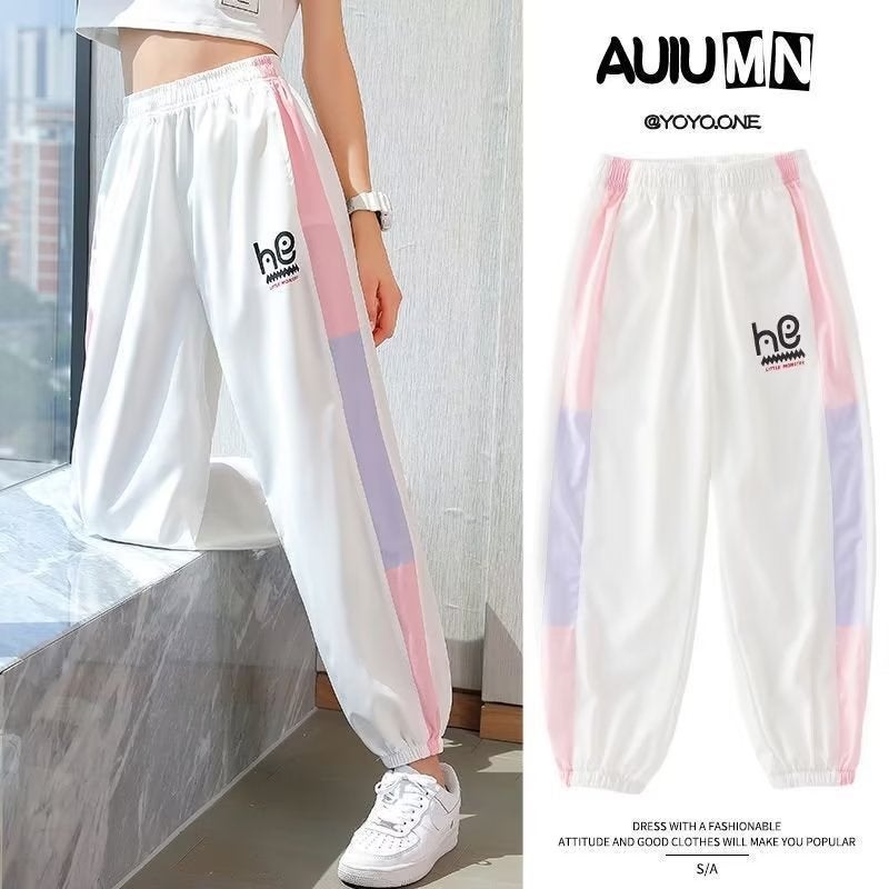 Girls' Pants Summer Thin Children'S Trousers Ice Silk Mosquito-Proof Pants Girls' Older Children'S Summer Wear Student Girls' Casual Sports - Image 1