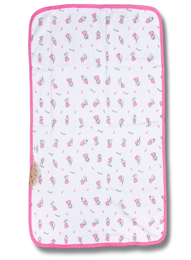 Tinycare Cotton Bath Towel for New Born, Extra Soft Double Side Interlok Fabric Printed Towel for Kids/Toddler/Infants 85 x 60cm, Quick Absorbent, Reusable Napkins Bathing Towels (Pink- 1P) - Image 1
