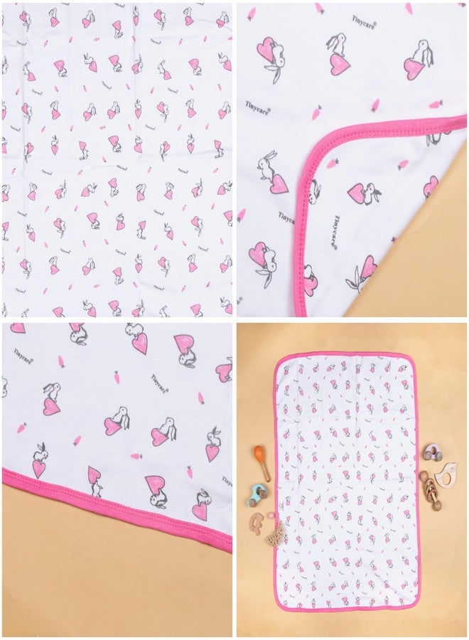 Tinycare Cotton Bath Towel for New Born, Extra Soft Double Side Interlok Fabric Printed Towel for Kids/Toddler/Infants 85 x 60cm, Quick Absorbent, Reusable Napkins Bathing Towels (Pink- 1P) - Image 3