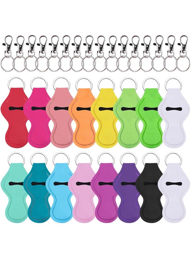 Duufin 16 Pieces Chapstick Holder Keychain Lip Balm Holder Lipstick Keychain Holder Lipgloss Keychains Holder with 16 Pieces Metal Clip Cords for Chapstick Tracker and Safeguard, 15 Color - Image 1