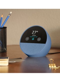 REBENUO Echo Spot is a smart device with a vibrant Sonido and Alexa with a beautiful screen (blue) new release 2024  - Image 2