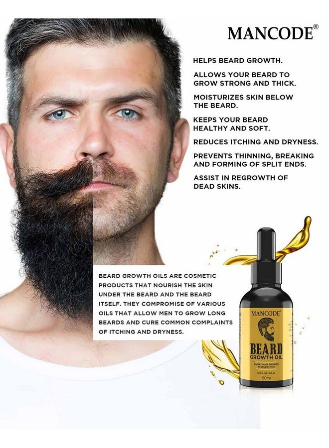 MAN CODE Mancode Beard Growth Oil for Men - 50ml | Enriched with Natural Herbs & Jadibuti | Paraben Free | Fills Patchy Beard | For Thicker & Longer Beard | Rich in Vitamins | Beard Oil for fast beard growth Pack 1  - Image 3