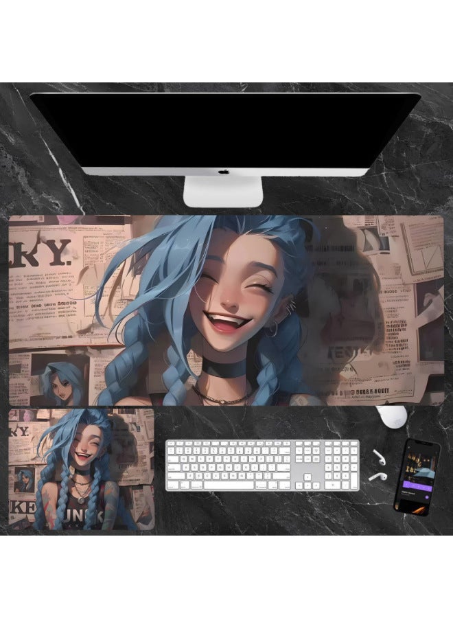 Super Clear Printing Newspaper Jinx Mouse Pad Oversized Computer Laptop E-sports Keyboard Pad Office Desk Pad For Men And Women-Color:1000*500*4mm-Pattern:【hd Printing】 Jks02
