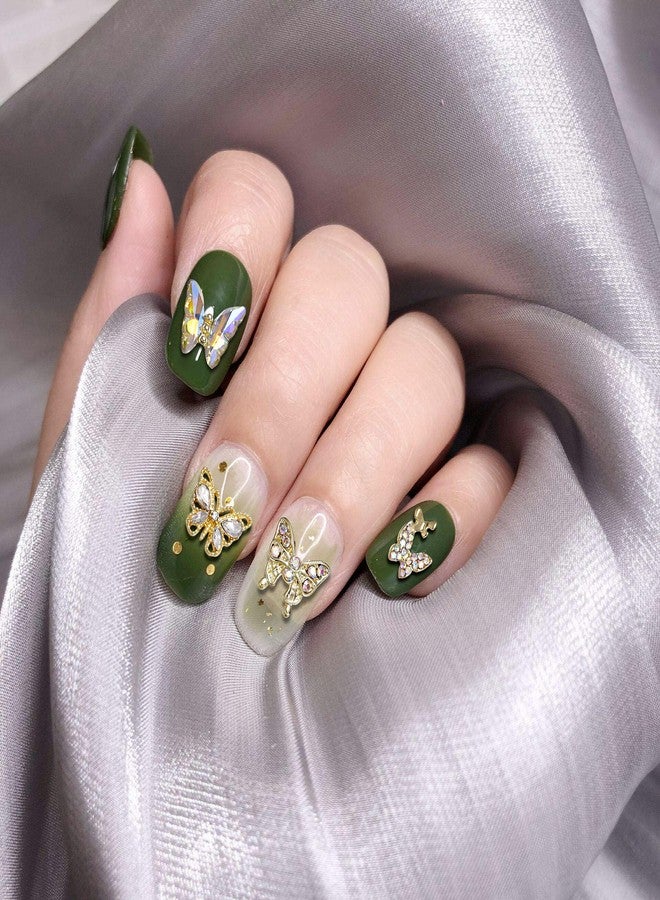 Tamhoo 70pcs 3D Gold Butterfly Nail Charms - Luxury Y2K Nail Art Set with Gold Gems and Rhinestones - Image 2