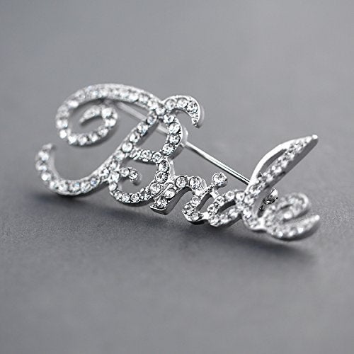Mariell Rhinestone Crystal "Bride" Word Brooch Pin in Script Lettering, Bachelorette & Bridal Shower Gift - Image 5