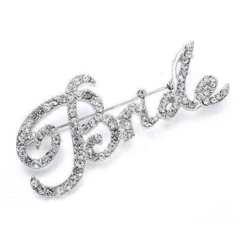 Mariell Rhinestone Crystal "Bride" Word Brooch Pin in Script Lettering, Bachelorette & Bridal Shower Gift - Image 1