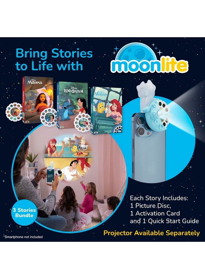 Moonlite Storytime Storybook Reels, 3 Story Set, Moana, Lilo And Stitch, The Little Mermaid, Digital Stories For Projector, Toddler Early Learning Gifts For Kids Ages 12 Months And Up - Image 2
