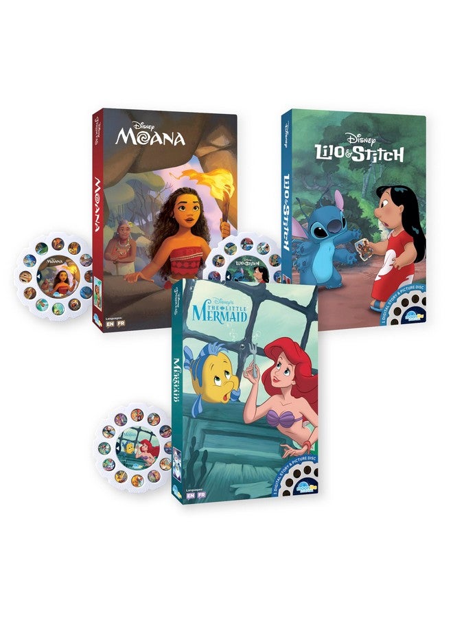 Moonlite Storytime Storybook Reels, 3 Story Set, Moana, Lilo And Stitch, The Little Mermaid, Digital Stories For Projector, Toddler Early Learning Gifts For Kids Ages 12 Months And Up - Image 1