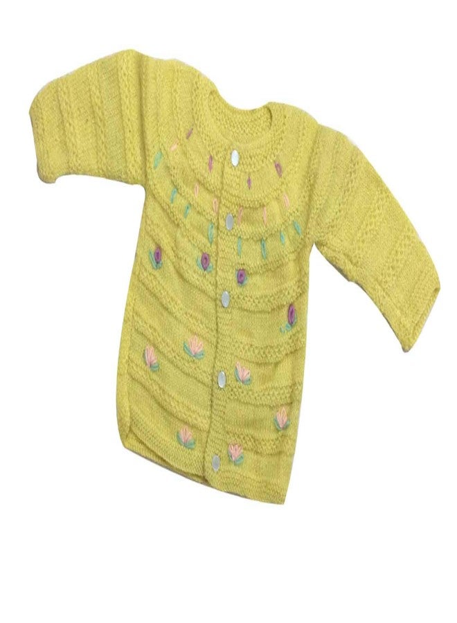 Cute Collection Hand Made Front Open Woolen Sweater with Cap & Booties Set for 0-6 Months Baby (Unisex) Style-3 Multicolour - Image 2