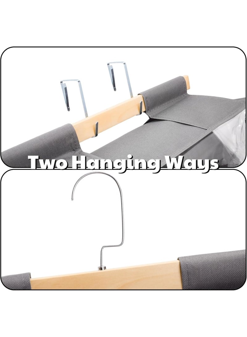 SYOSI Yarn Storage, Hanging Organizer with 4 Compartments, Clear Door Zippered Yarn Holder, Large Capacity Pockets for Crochet Hooks Threads Clothes Purses, Durable and Space-Saving, Gray - Image 5