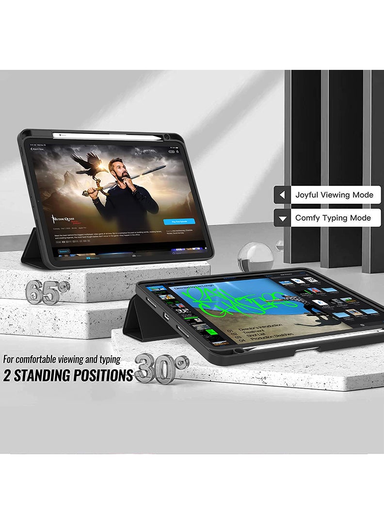 Theodor iPad Pro 11 Inch Case 2022(4th Gen)/2021(3rd Gen)/2020(2nd Gen) with Pencil Holder, Smart iPad Case With Pencil Holder Slim Tablet Cover with Soft TPU Back, Auto Wake/Sleep Black  - Image 4
