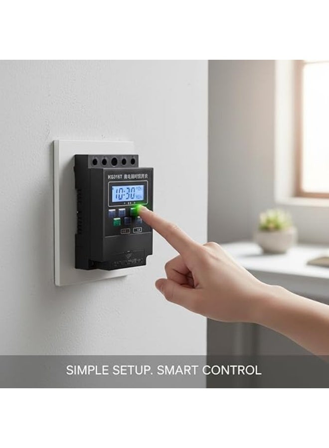 وحدة تحكم حاسوبية دقيقة KG316T | مفتاح مؤقت رقمي قابل للبرمجة | شاشة LCD | تيار متردد 220 فولت 25 أمبير | غلاف بلاستيكي - Image 4
