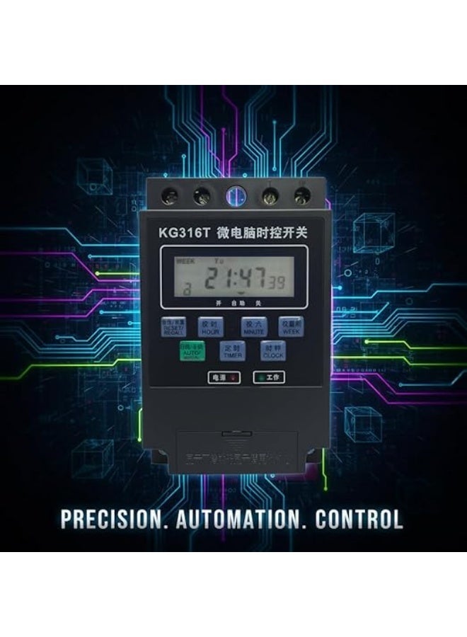 وحدة تحكم حاسوبية دقيقة KG316T | مفتاح مؤقت رقمي قابل للبرمجة | شاشة LCD | تيار متردد 220 فولت 25 أمبير | غلاف بلاستيكي - Image 5