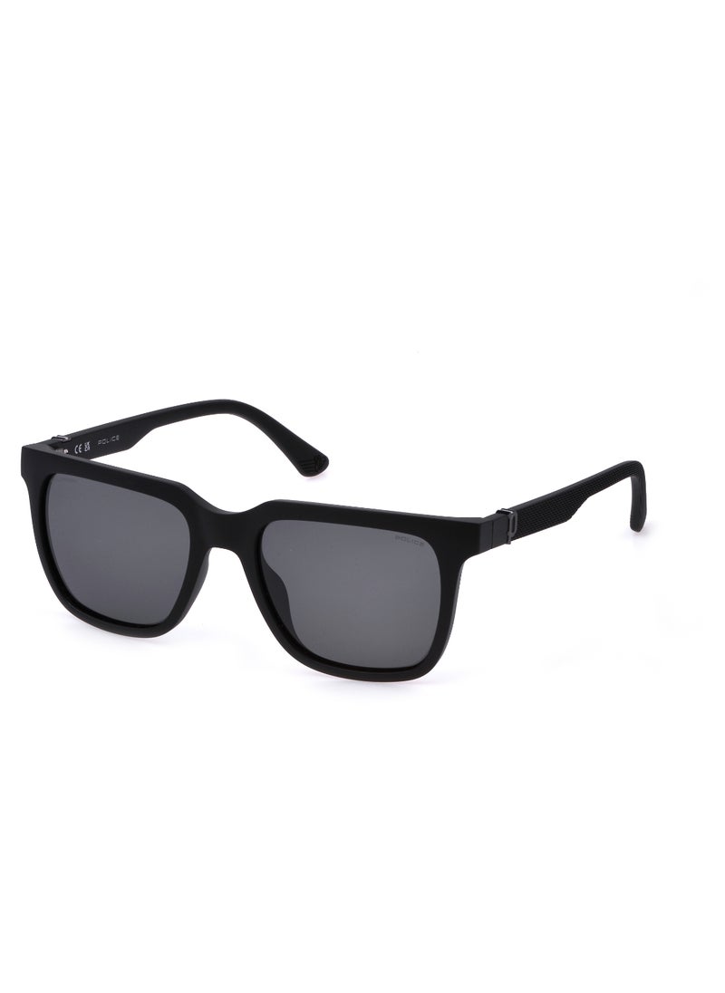 POLICE - Men's Square Shape Polarized  Sunglasses SPLN34V54U28Z - Lens Size: 54 Mm - Matt Black - Image 1