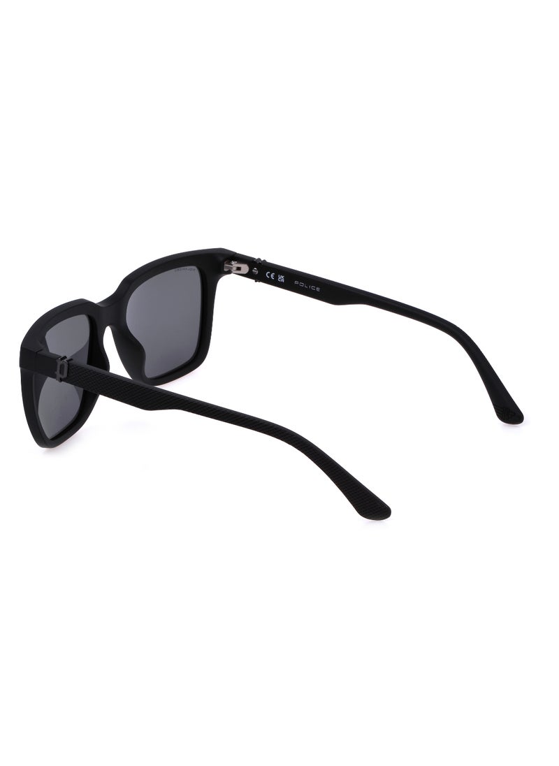 POLICE - Men's Square Shape Polarized  Sunglasses SPLN34V54U28Z - Lens Size: 54 Mm - Matt Black - Image 1