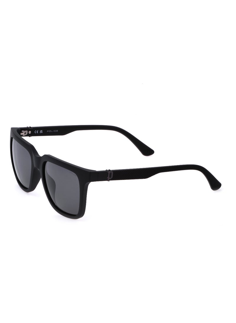 POLICE - Men's Square Shape Polarized  Sunglasses SPLN34V54U28Z - Lens Size: 54 Mm - Matt Black - Image 1