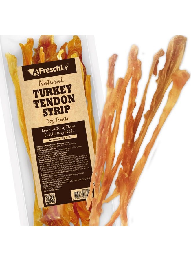 A Freschi srl Turkey Tendons for Dogs, Long-Lasting, Hypoallergenic Rawhide Alternative, Human Grade, Healthy Puppy Chews, Natural Dog Treats for Small Dogs, Strips, 3oz Pack - Image 1