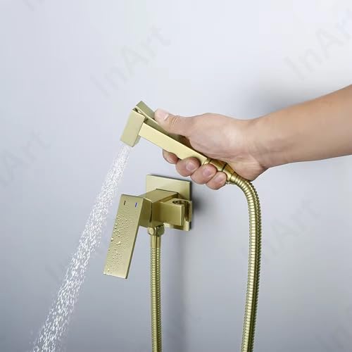InArt Health Faucet for Bathroom, Premium Jet Spray with Hose and Holder, Superior Low Water Pressure Performance, Easy Grip Design, Durable Brass Material (Gold) - Image 4