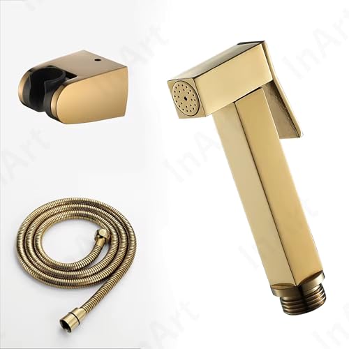 InArt Health Faucet for Bathroom, Premium Jet Spray with Hose and Holder, Superior Low Water Pressure Performance, Easy Grip Design, Durable Brass Material (Gold) - Image 2