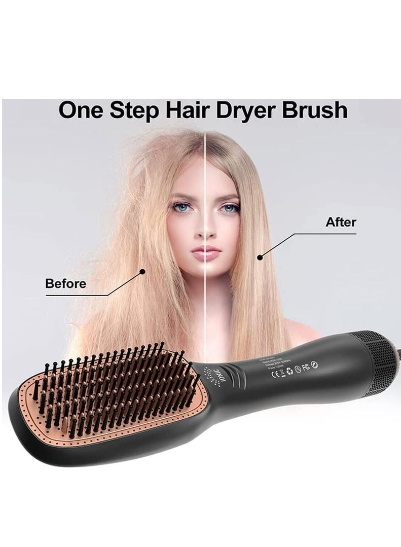 Hair Dryer Brush 3 in 1 Hot Air Brushes Blow Dryer Brush Hair Comb One Step Electric Hair Brushes Hair Straightener (gold) - Image 3