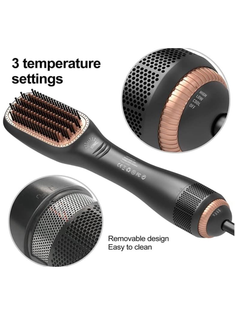 Hair Dryer Brush 3 in 1 Hot Air Brushes Blow Dryer Brush Hair Comb One Step Electric Hair Brushes Hair Straightener (gold) - Image 2