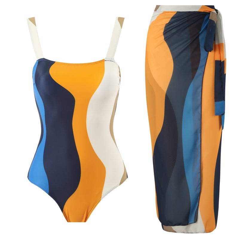 Bikini Set Swimsuit Wrap Dress Beach Dress Vintage Chiffon Blouse Spa Swimming Bikini - Image 1
